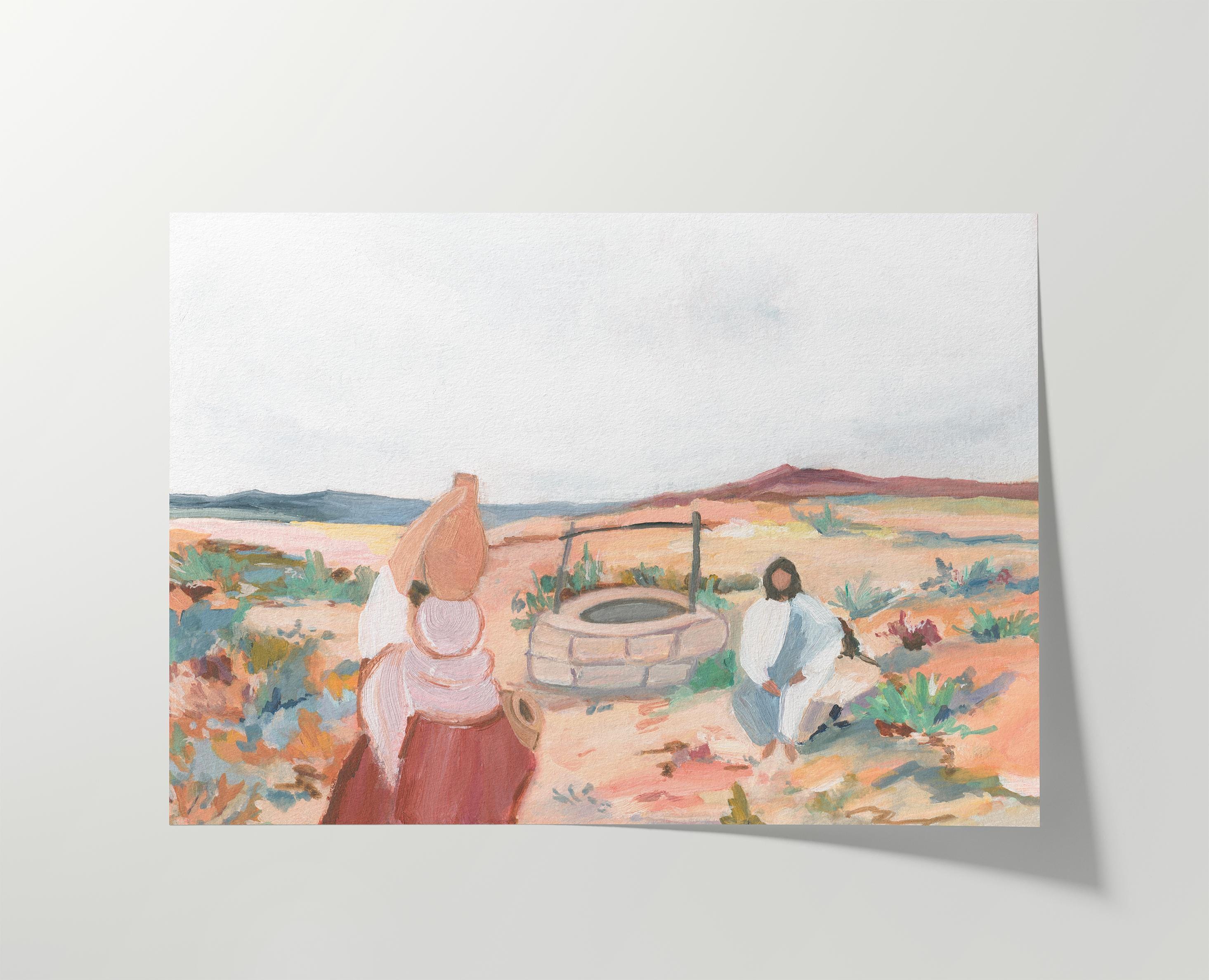 Christian Wall Art - Jesus and Samaritan Woman - Bible Scene Art - Etsy
