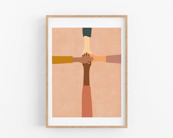 Christian Wall Art Cross - Diverse Hands - Diversity and Unity Design