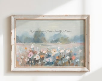 Wildflower Scripture Wall Art Print - Peaceful Christian Decor