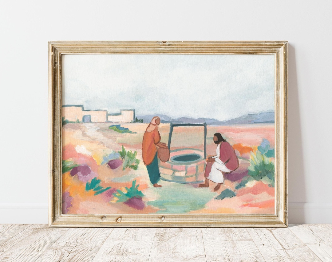 Christian Art Print Jesus Living Water - Jesus and Samaritan Woman ...