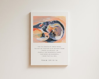 Christian Nursery Wall Art, Baby in Womb Colorful Scripture Print Psalm 139