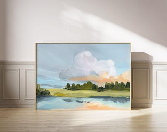 Christlicher Kunstdruck: Serene Lake Landschaft - Zeitgenössischer Stil