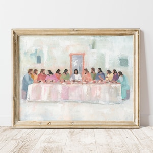 Last Supper Modern Christian Wall Art: Gospel Scene Bible Art