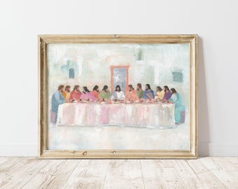 Last Supper Modern Christian Wall Art: Gospel Scene Bible Art