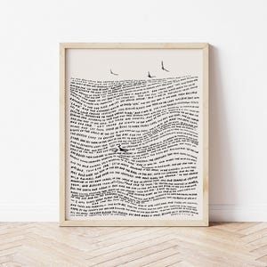 Christian Scripture Art Print: Genesis 1-2 Ocean Wave - Modern Wall Decor