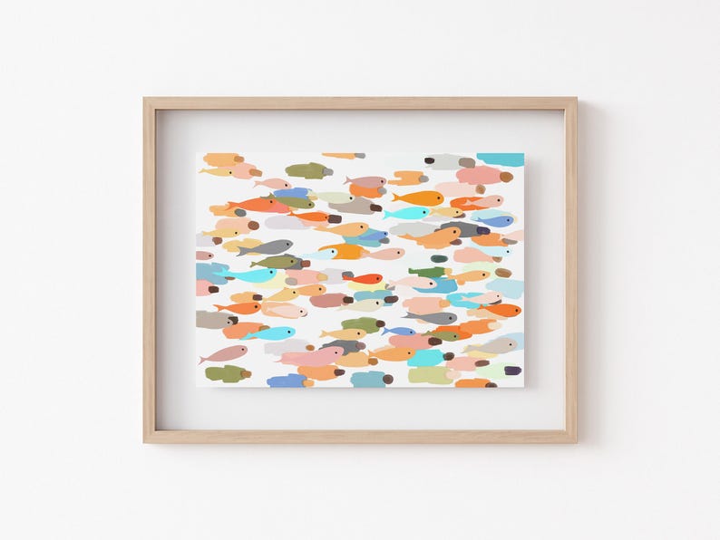 Colorful Christian Fish Art Print: Minimalist Faith Wall Decor - Etsy