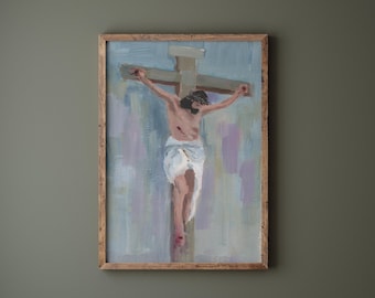 Jesus on Cross Modern Christian Art Print - Faith Wall Decor