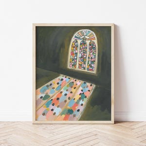 Stained Glasses Art of Church people Acrylic Painting art print for sale