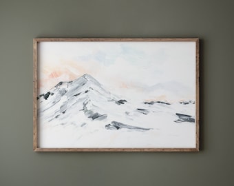 Snow Mountain landscape Large wall art Large mountain art for living room bedroom bright landscape painting Christian wall art 24x36 40x60