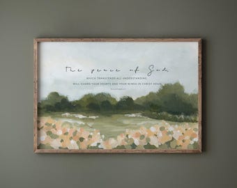 Christian Wall Art Print - Peace of God Bible Verse Scripture Landscape
