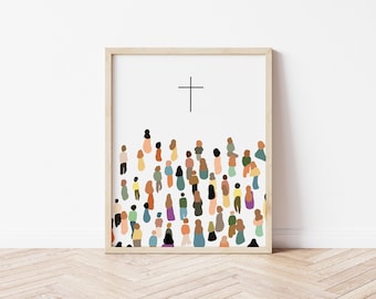 Colorful Christian Cross Wall Art - Unity and Diversity Design