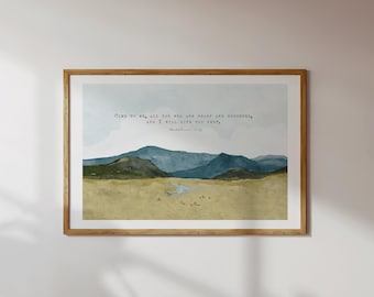 Christian Wall Art Matthew 11:28 Peaceful Pasture Watercolor Print