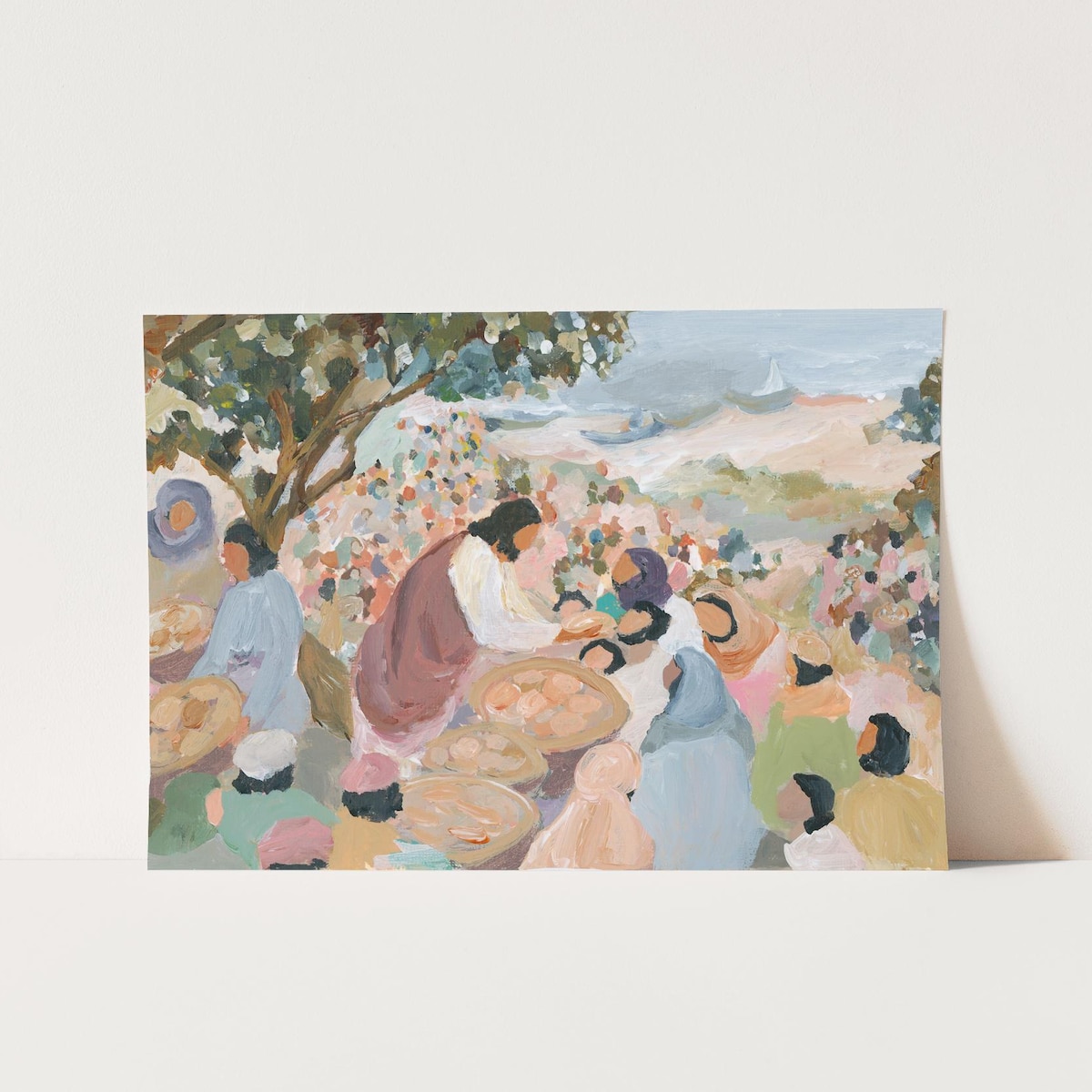 Modern Christian Art of Jesus Feeding the 5,000 | Contemporary Religious Wall Art | Faith-based Home Decor - Etsy