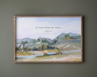 Christian Wall Art - Psalm 23 LandscapeArt Scripture Print