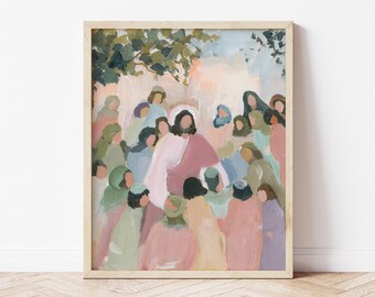 Christian Wall Art Jesus with Children Bible Inspired art, Kids Room or Classroom Decor