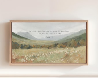 Christian Wall Art Print Bible Verse Psalm 4:8 - Calming Bedroom Decor