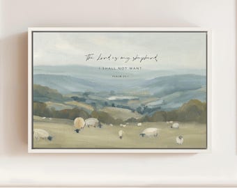 Psalm 23 Wall Art Print: Peaceful Green Pastures Scene