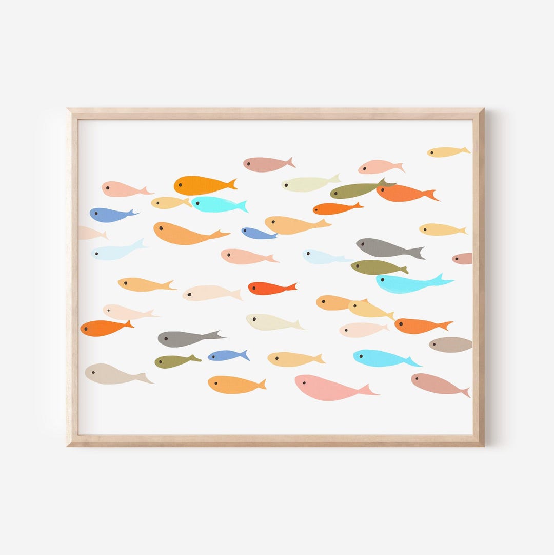 Colorful Christian Fish Wall Art Print: Modern Faith Decor - Etsy