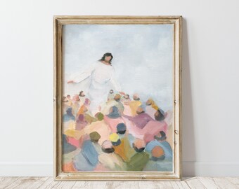 Christian Wall Art: Jesus Ascending - Bible Inspired Print