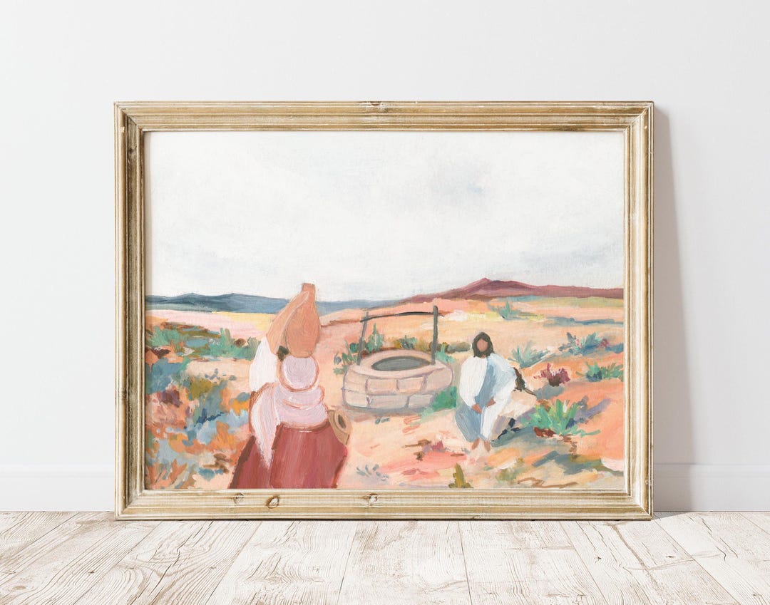 Christian Wall Art - Jesus and Samaritan Woman - Bible Scene Art - Etsy