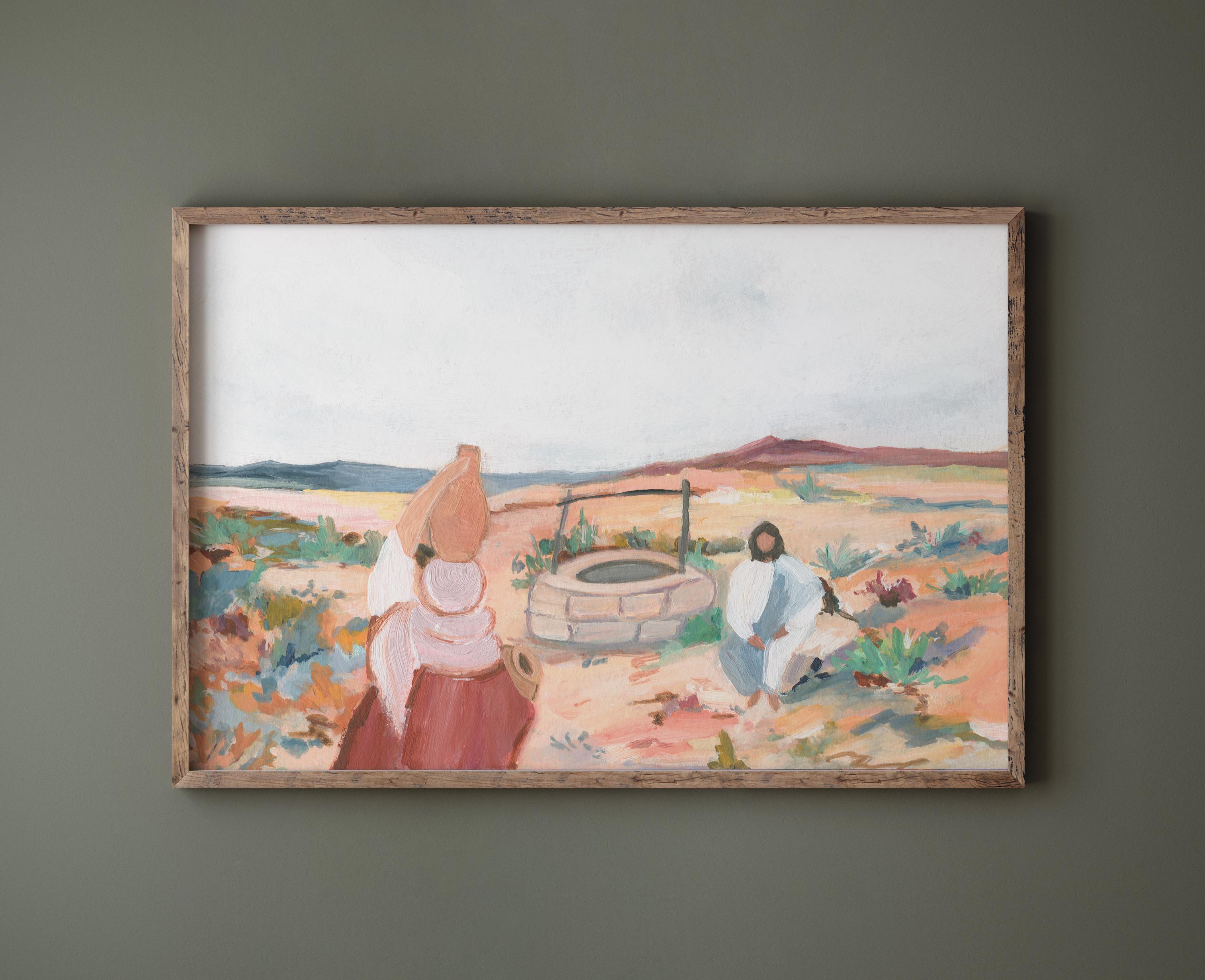 Christian Wall Art - Jesus and Samaritan Woman - Bible Scene Art - Etsy