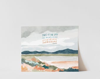 Christian Wall Art Watercolor Landscape Print, Psalm 118 Scripture Art