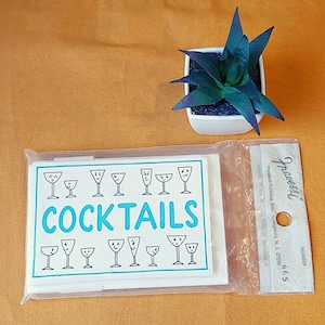 1960&#39;s Unopened Fravessi Cocktail Party Invite MCM Mid Century Design Drinks with Friends Retro Illustration Invitations Rare Find Ephemera