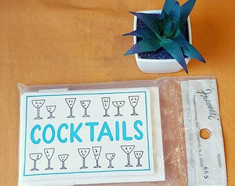 1960's Unopened Fravessi Cocktail Party Invite MCM Mid Century Design Drinks with Friends Retro Illustration Invitations Rare Find Ephemera