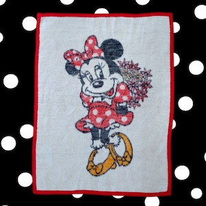 Biederlack Blanket Minnie Mouse Blanket Vintage Disney Vintage Minnie 1980s Decor 1984 Biederlack Toddler Blanket Disney Nursery Toddler Bed