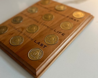 AA Coin Plaque, AA plaque, Genuine Cherry Wood Plaque, My Recovery Must Come First