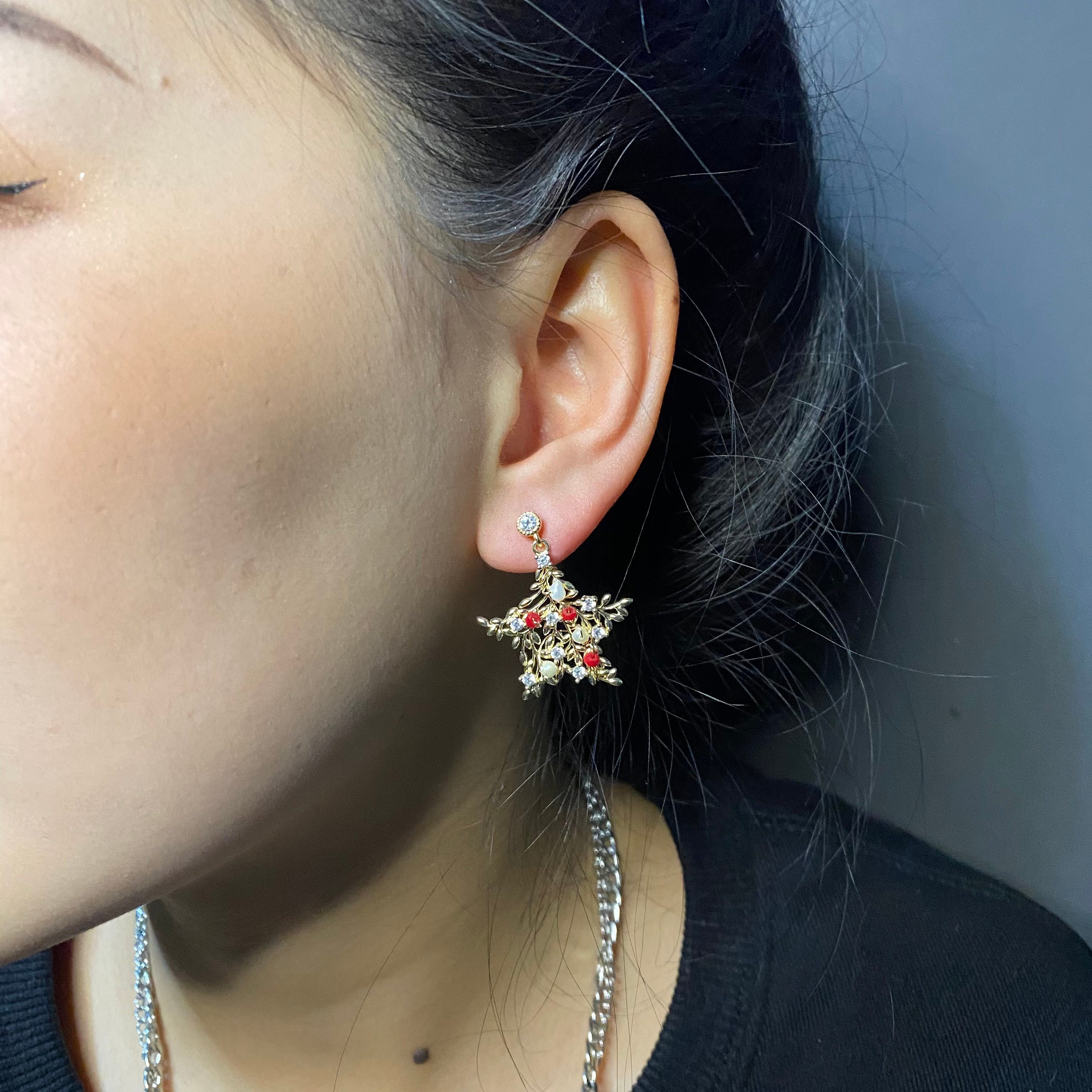 S925 Silver needle earrings. fashion earrings.Made in Etsy