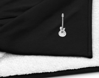 Premium Guitar Embroidered sherpa blanket