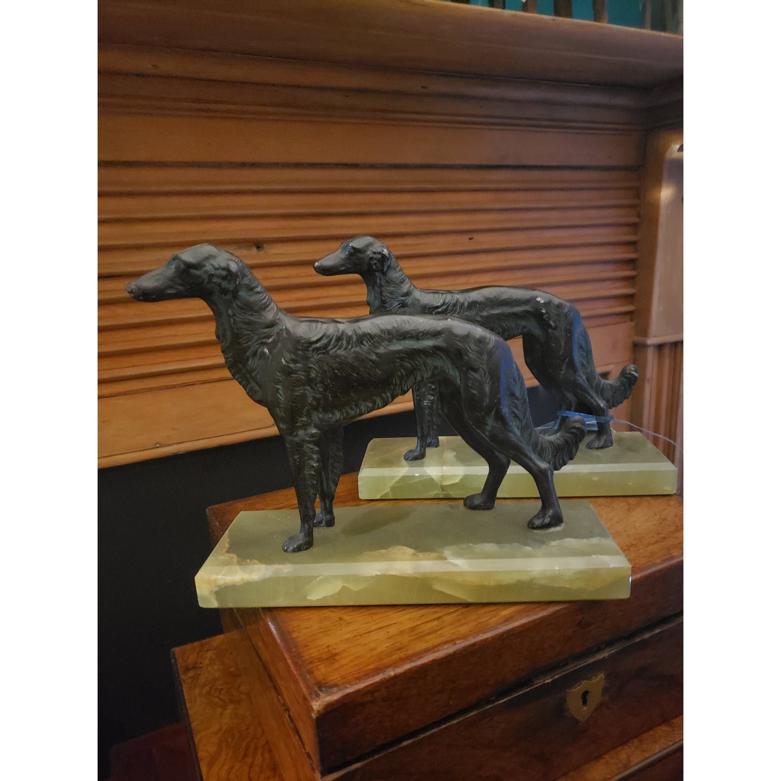 Art Deco Greyhound Bookends Bronze on Marble Base Etsy