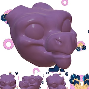 DOWNLOAD - 3D Print STL File - Fursuit Furry Scalie Cosplay Dragon Head Base Model for Personal Use on Home PLA 3 Dimensional Printers