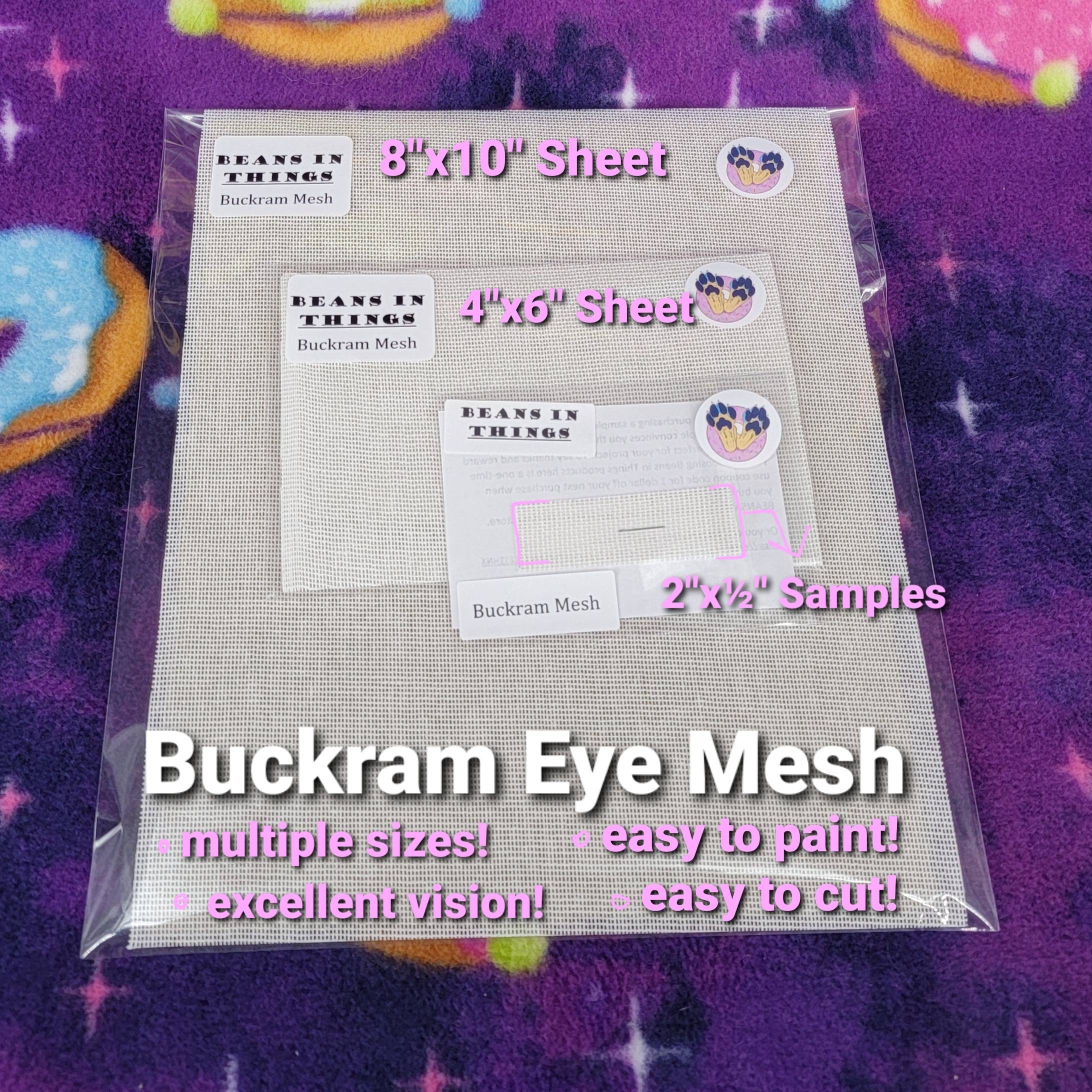 Black Buckram Mesh Paintable Fursuit Eye Mesh. 7x4inch 