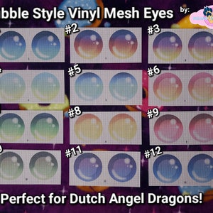 Ojos de malla de vinilo resistentes al agua y a los arañazos para disfraz de furry, estilo burbuja, con reverso negro, para base de máscara de tela.