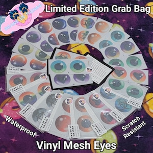 Bolsa de sorpresas de edición limitada (paquete de 5): ojos de traje de piel de malla de vinilo resistentes al agua y a los arañazos con reverso negro. Ojos de máscara de piel.