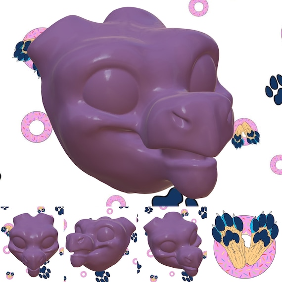 DOWNLOAD - 3D Print STL File - Fursuit Furry Scalie Cosplay Dragon Head Base Model for Personal Use on Home PLA 3 Dimensional Printers