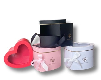 Caja de regalo con flores en forma de corazón de doble capa, 4 unidades, n.º 8024 (flores NO incluidas), disponible en 4 colores