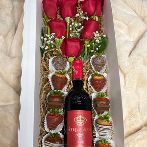 Rose and Wine Box: 20”x7”x4” (Contents NOT Included, Box Only) *Sold in Multiple Quantities