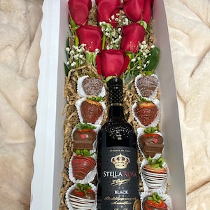 Rose and Wine Box: 20”x7”x4” (Contents NOT Included, Box Only) *Sold in Multiple Quantities