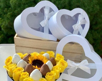 Set of 3 Heart Shaped Flower Gift Box with Bow #8048 (Flowers NOT Included) More Colors Available