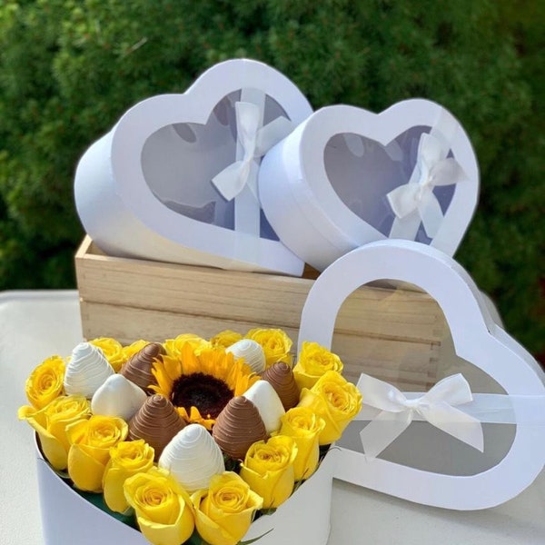 Set of 3 Heart Shaped Flower Gift Box with Bow #8048 (Flowers NOT Included) More Colors Available