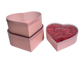 Set of 3 Heart Shaped Flower Gift Box w/ Clear Lids #8074 (Flowers NOT Included) More Colors Available