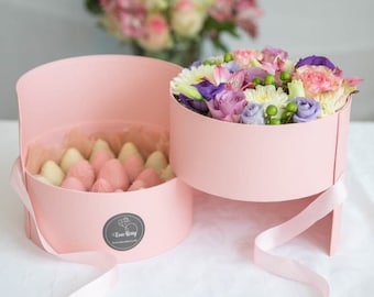 Double Layer ROUND Shaped Flower Gift Box #8025 (Flowers NOT Included) More Colors Available