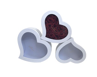 Set of 3 Heart Shaped Flower Gift Box #8027 (Flowers NOT Included) More Colors Available