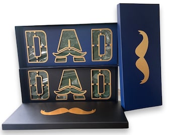 NEW Design "DAD" Flower Box w/ Foam & Liner, Ideal for Father's Day  (Black, Blue)