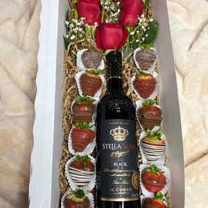 Rose and Wine Box: 20”x7”x4” (Contents NOT Included, Box Only) *Sold in Multiple Quantities