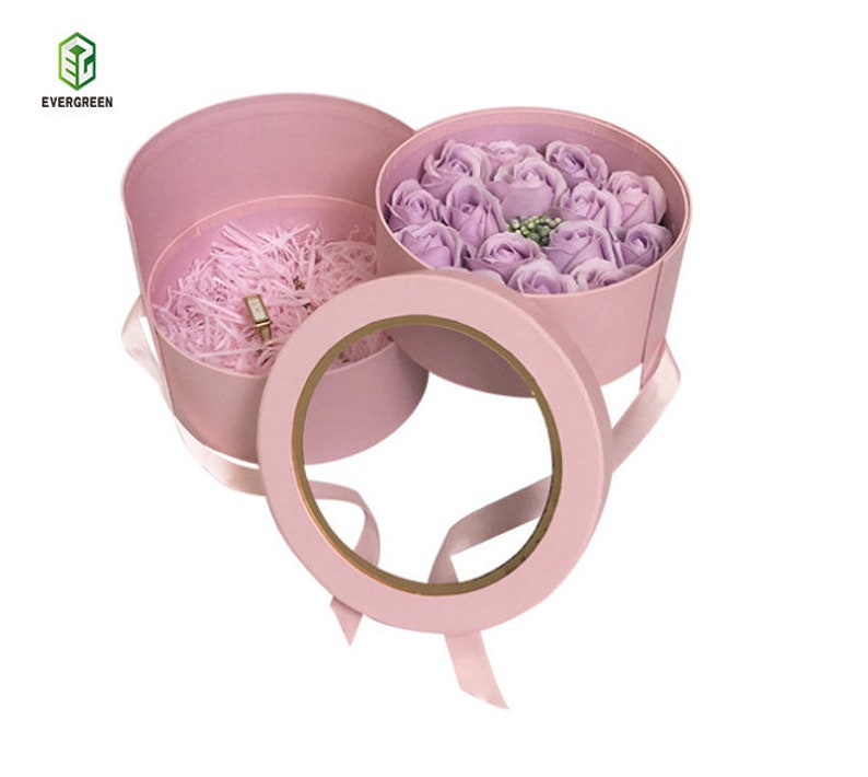 Double Layer ROUND Shaped Flower Gift Box 8025 flowers NOT Etsy