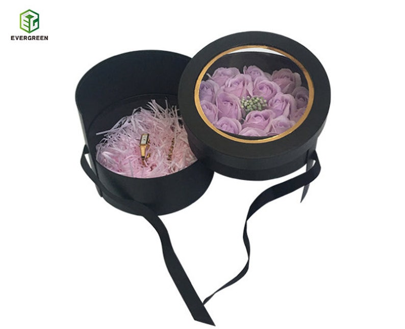 Double Layer ROUND Shaped Flower Gift Box 8025 flowers NOT Etsy